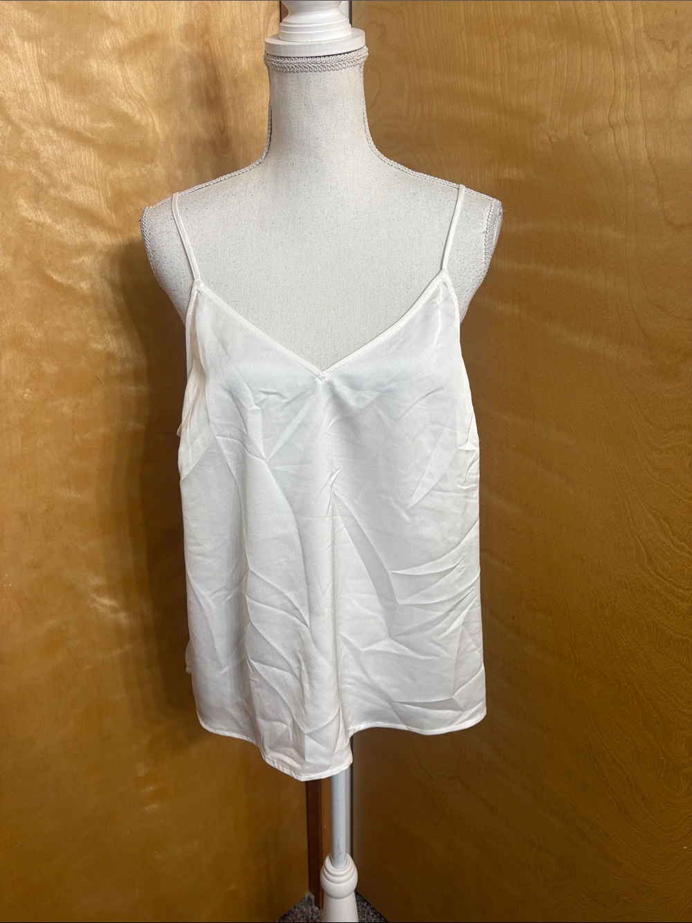 Halogen White Satin Camisole Size L Adjustable Straps